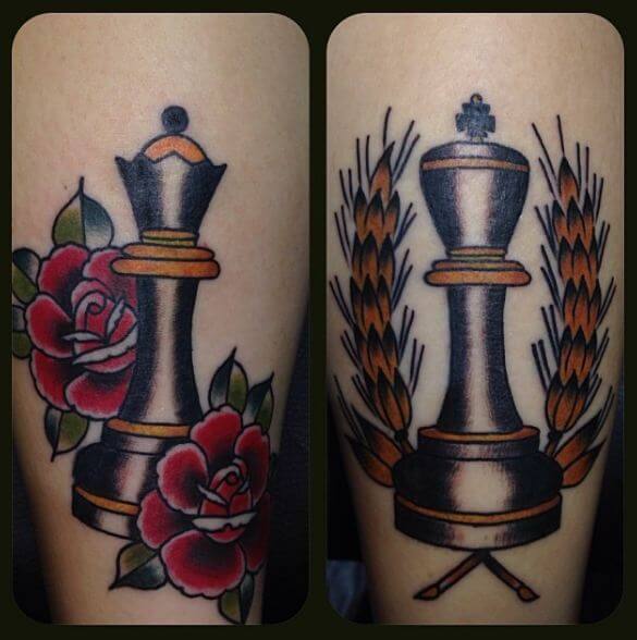 King And Queen Chess Piece Tattoos
