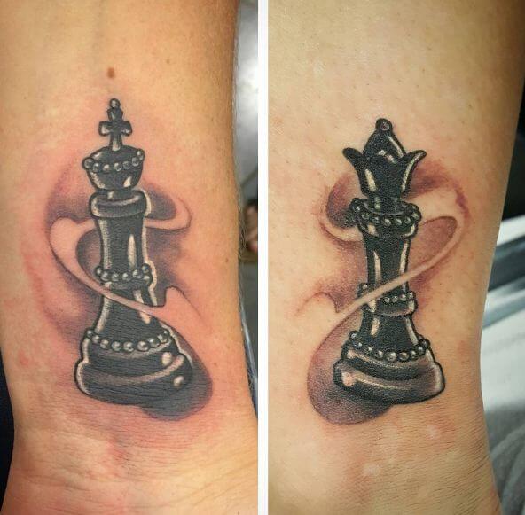 King And Queen Chess Pieces Tattoos