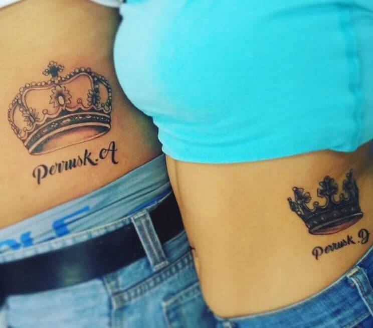 King And Queen Crown Tattoos For Couples