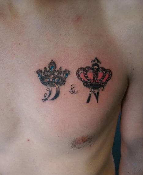 King And Queen Crowns Together Tattoos