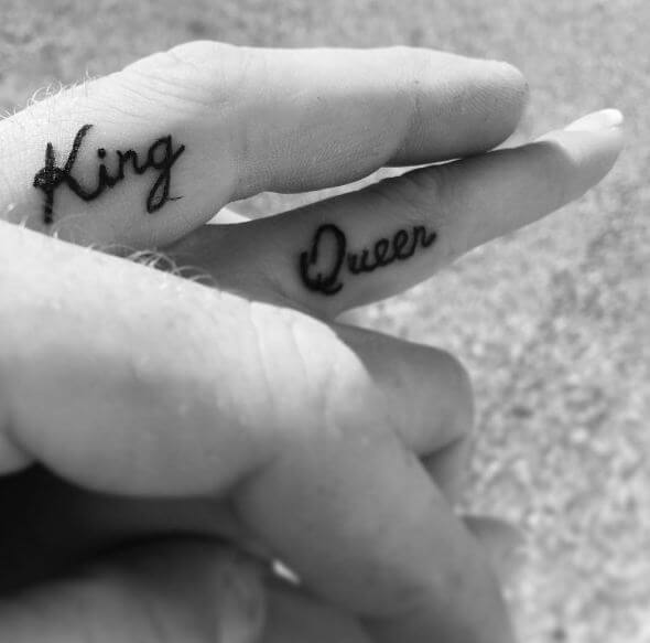 King And Queen Finger Tattoo