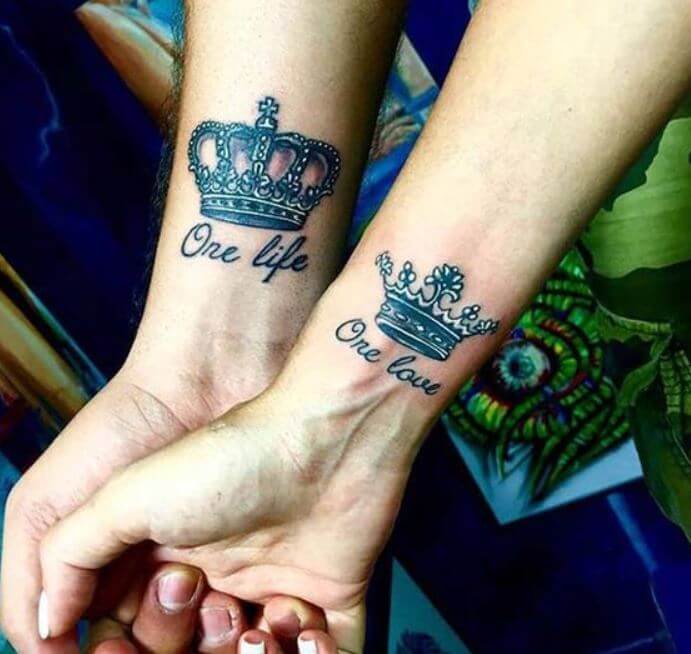 King And Queen Wrist Tattoos Design