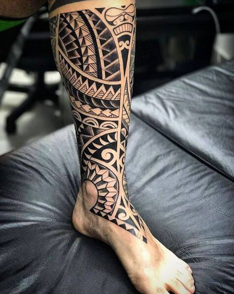 Maori Tattoos On Leg