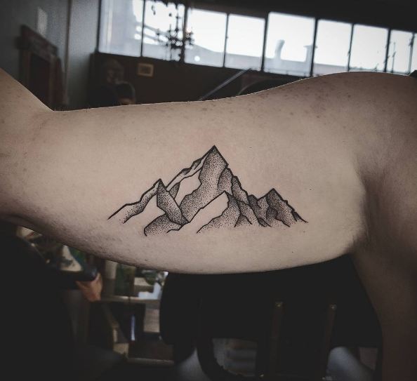 Mountain Tattoos On Inner Biceps
