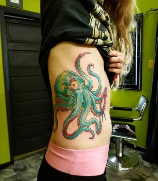 Octopus Tattoos On Ribcage