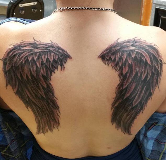 Realistic Angel Wing Tattoo