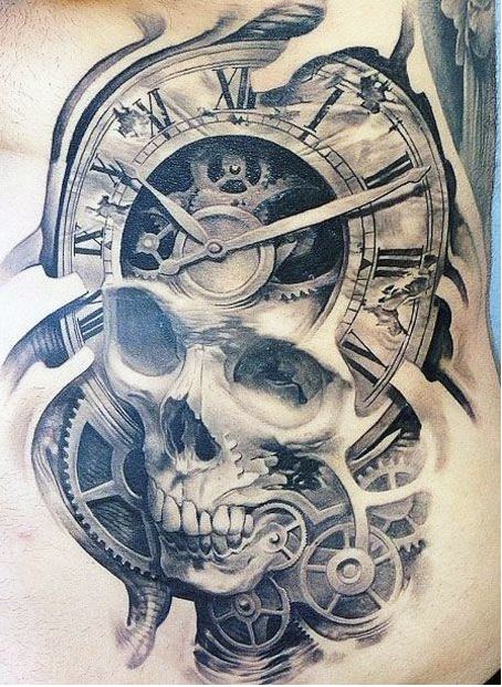 Skull Clock Tattoos