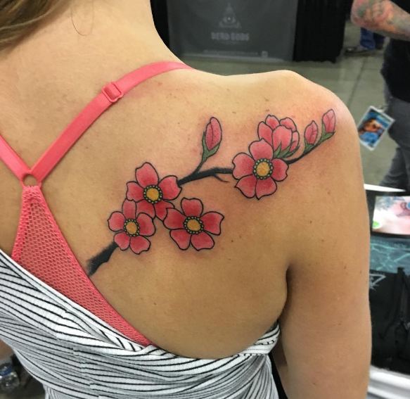 Small Flower Feminine Tattoos On Back
