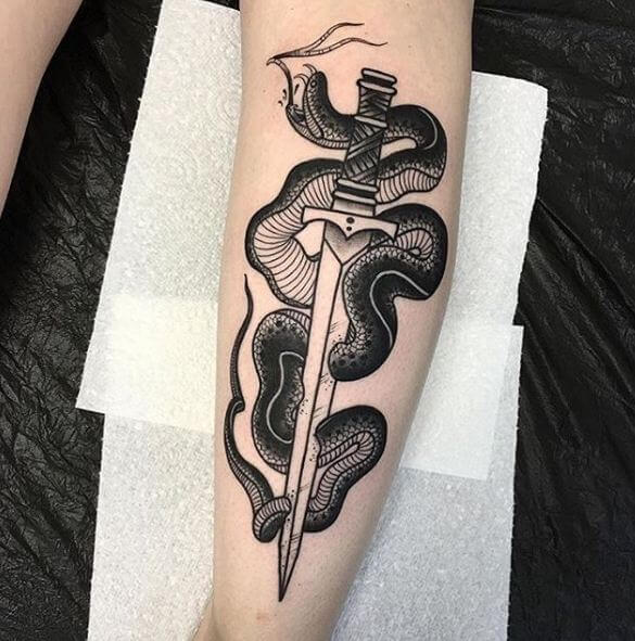 Snake And Dagger Tattoo