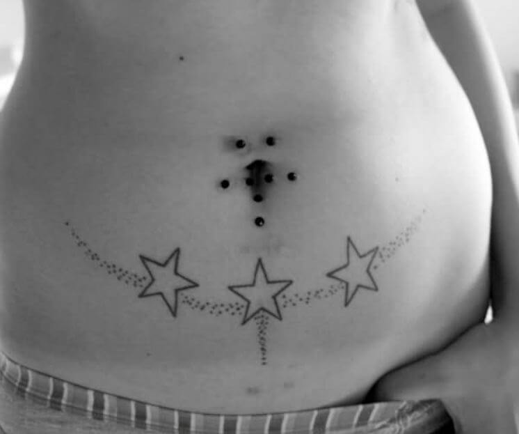 Stars Tattoos On Stomach.