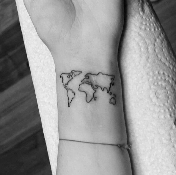 Tiny World Map Tattoos
