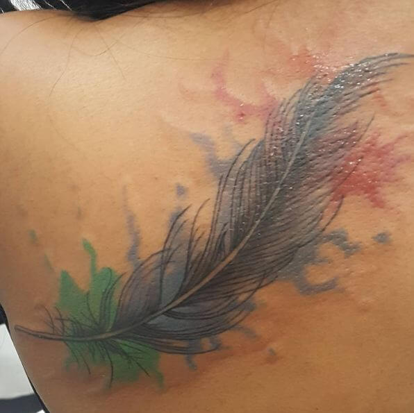 Water Color Feather Tattoos