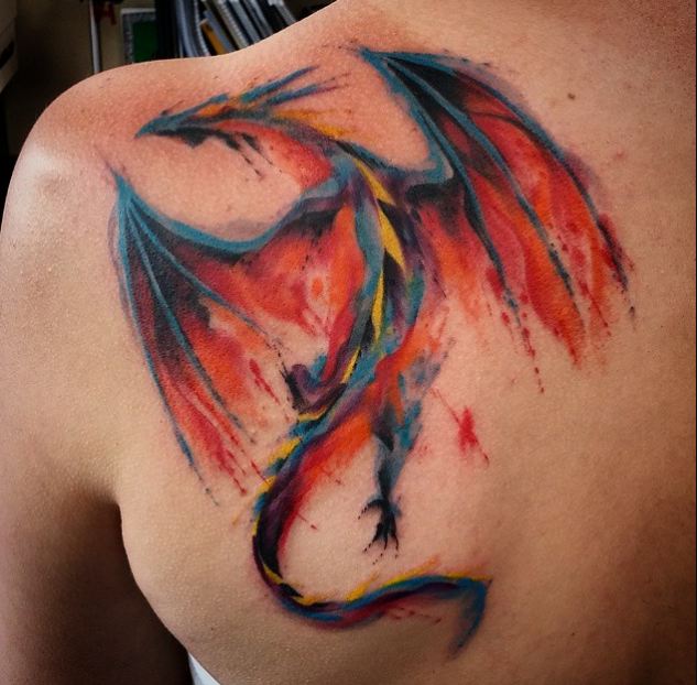 Watercolor Dragon Tattoos