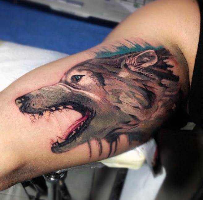 Wolf Tattoo Inner Bicep