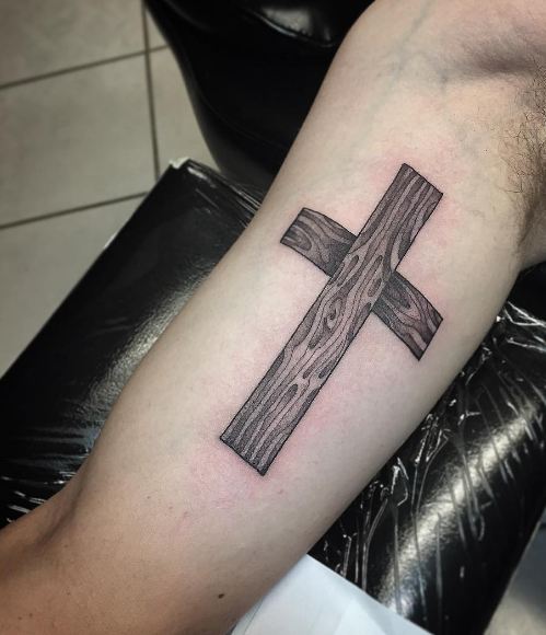 Wooden Cross Tattoos For Male