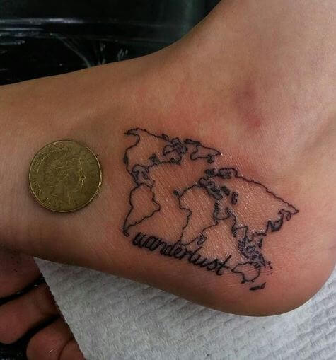 World Map Tattoos On Feet