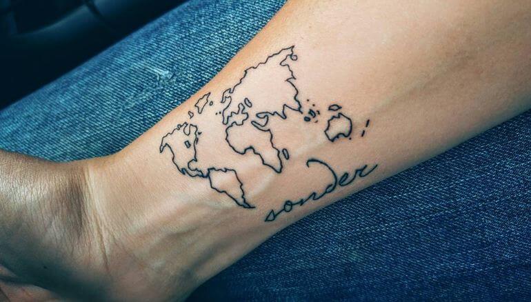 World Map Tattoos On Wrist