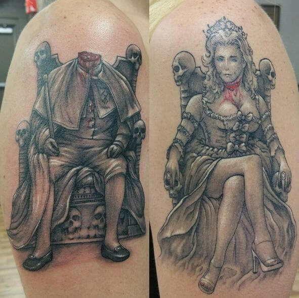 Zombie King And Queen Tattoos
