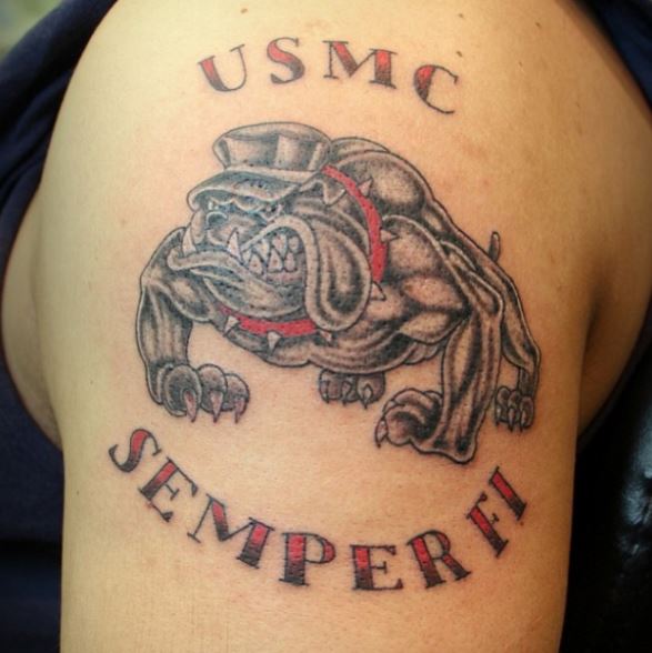 Angry USMC Buldog Tattoos Design