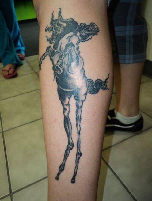 Bad Horse Tattoos Design On Leg
