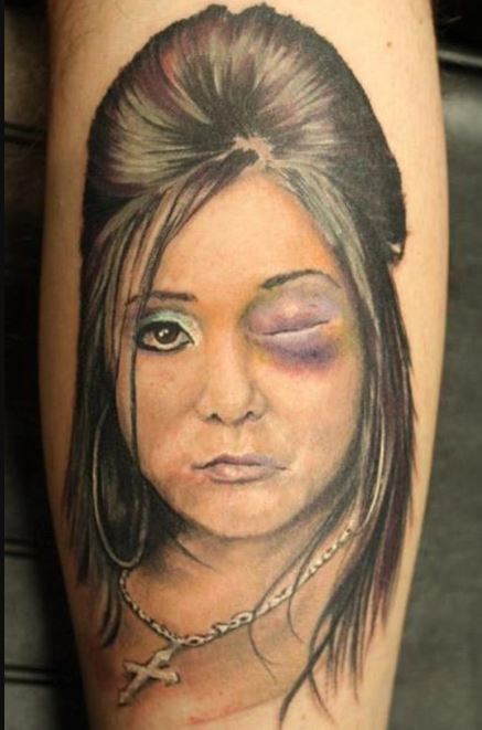 Bad Women Face Tattoos Design On Calf