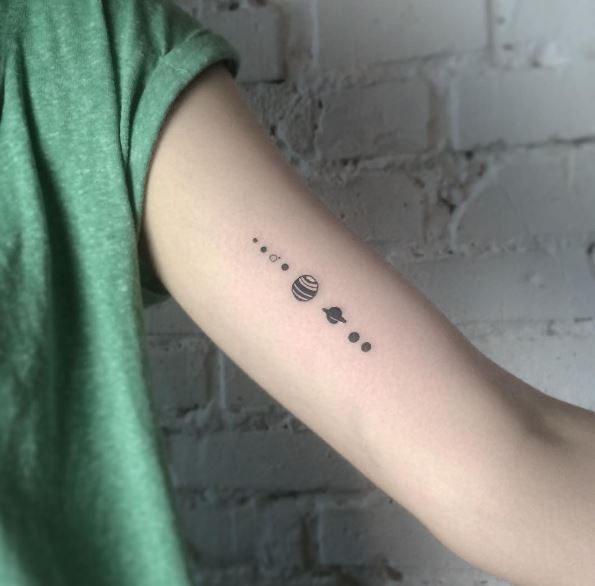 Brilliant Small Planet Tattoos Design On Arms