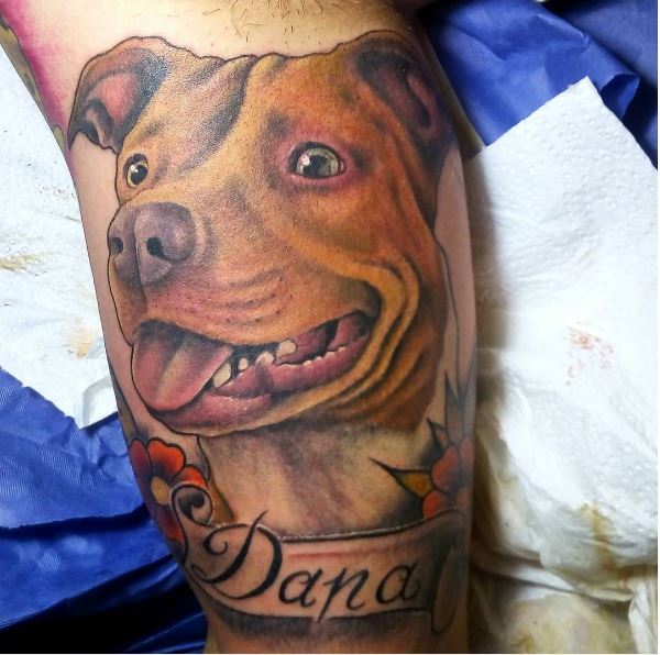 Brown Color Dog Tattoos Design
