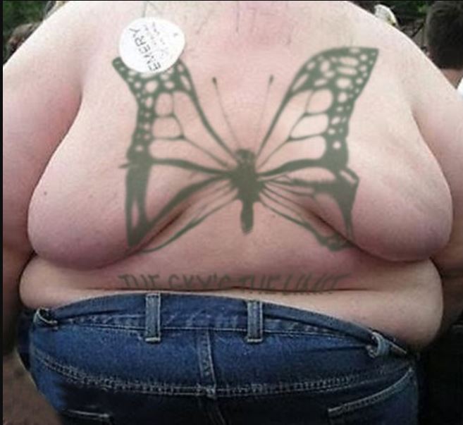 Butterfly Bad Tattoo Design On Back