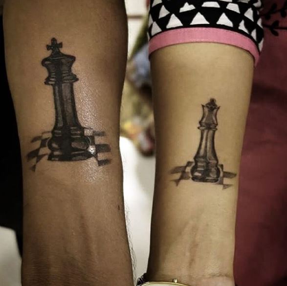 Chess Board And Queen Tattoos Design On Hands