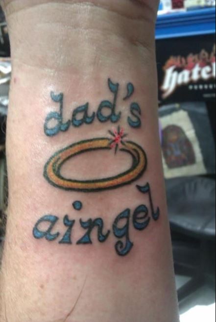 Dad Angel Bad Tattoo On Hand