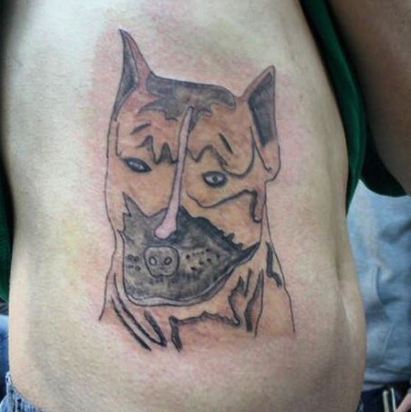 Dog Bad Tattoos Design On Right Ribs