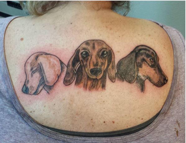 Dog Breed Tattoos Design On Women Backside