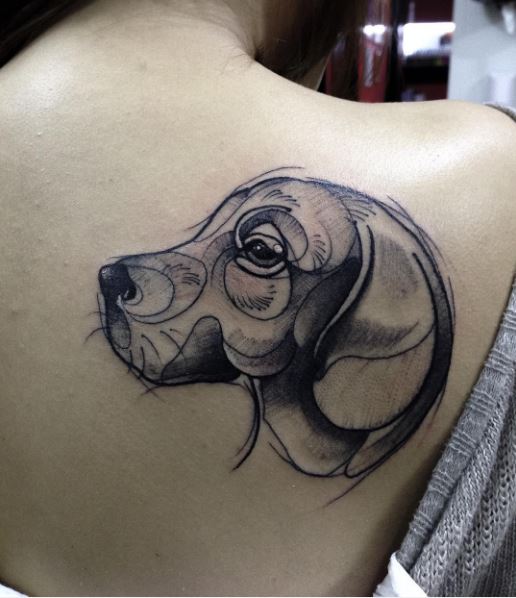 Dog Tattoos Design On Women Backside