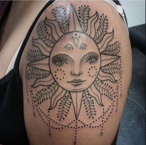 Dots Line Sun Tattoos Design On Hands
