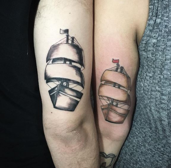 Friendship Ship Tattoos Design On Arms
