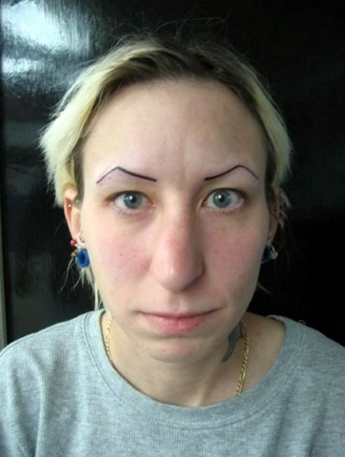 Funny Bad Eyebrow Tattoo Design For Women