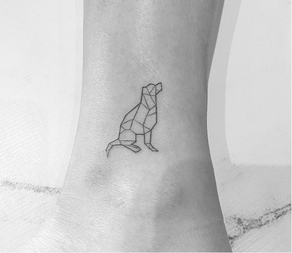 Geometric Dog Tattoos Design On Leg