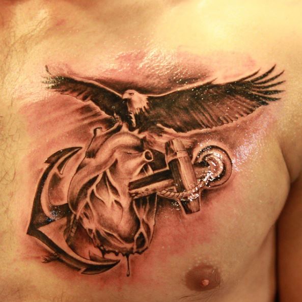 Heart And Eagle Marine Corps Tattoos Design