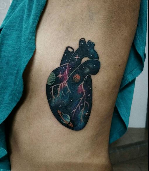 Heart And Planet Tattoos Design And Ideas