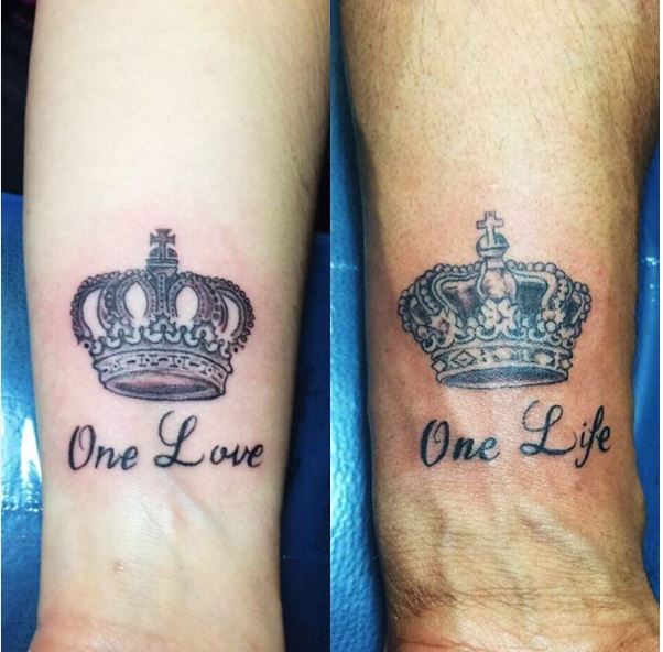 King And Queen Tattooos Design For Couple