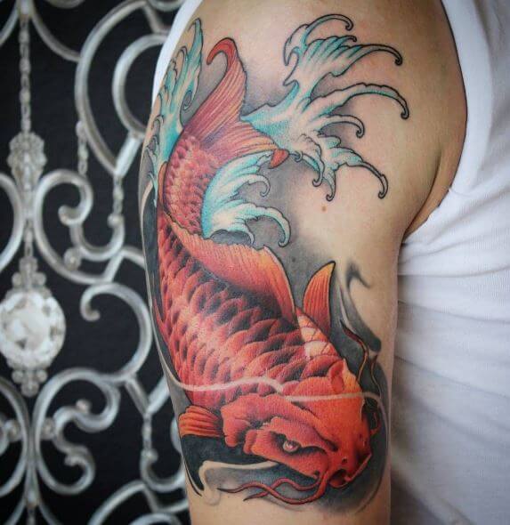 dragon koi fish tattoo forearm