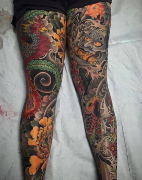 Koi Fish Tattoo On Leg 5