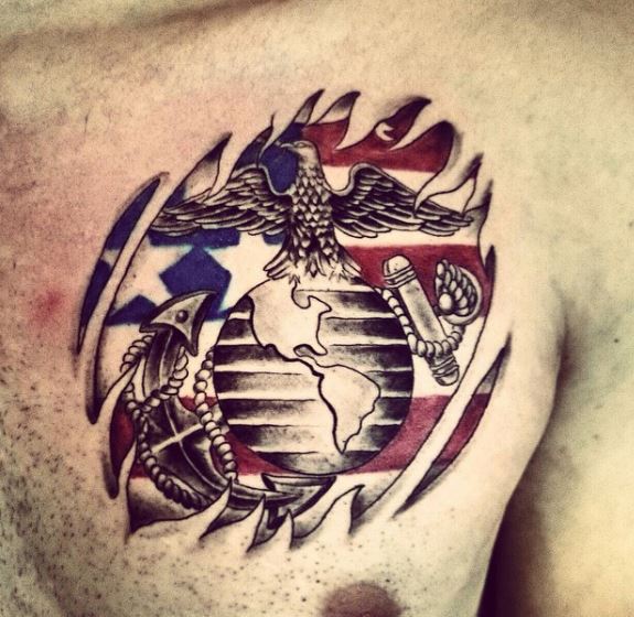 Lovely And Cute Marine Corps Tattoos Design