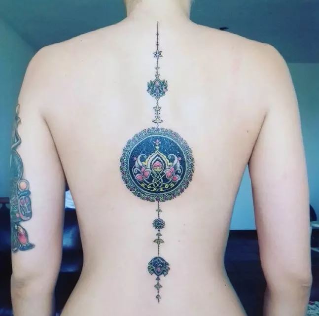 Mandala Spine Tattoos For Women