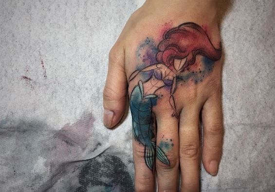 Mermaid Tattoo On Hand 1