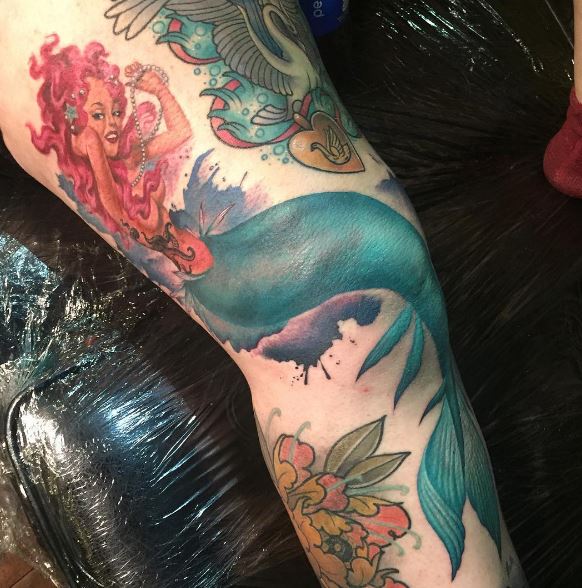 Mermaid Tattoo On Leg 10
