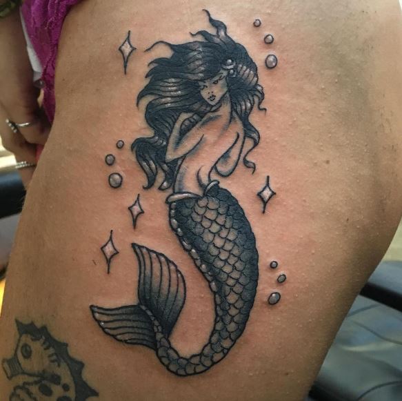 Mermaid Tattoo On Leg 3