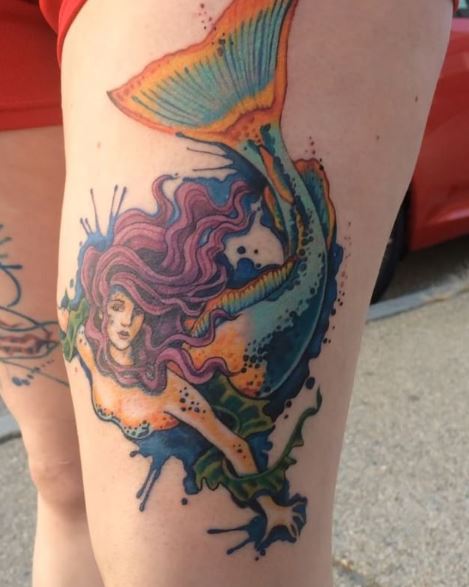 Mermaid Tattoo On Leg 4