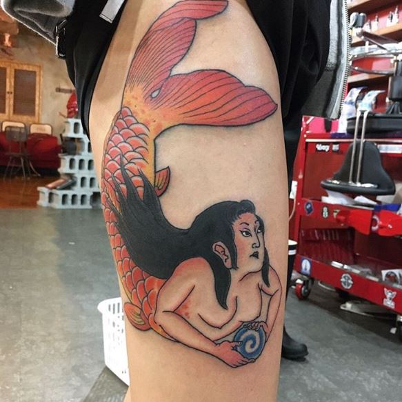 Mermaid Tattoo On Leg 6