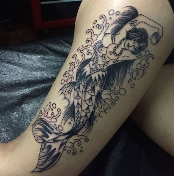 Mermaid Tattoo On Leg 8